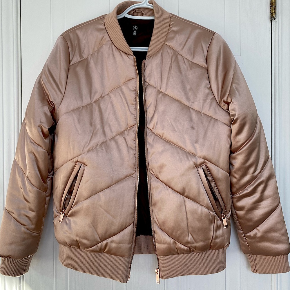 Missguided Pink Metallic Bomber Jacket
